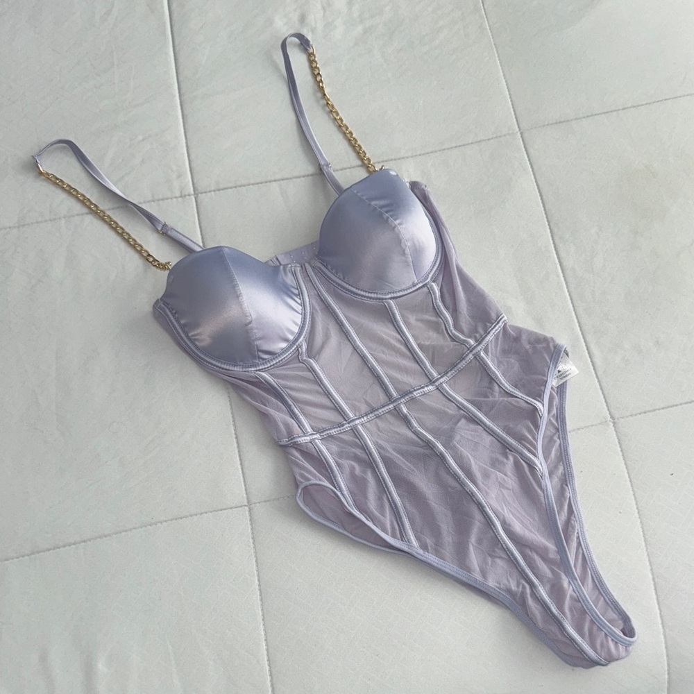 Fashion Nova Lilac One-Piece with Gold Straps